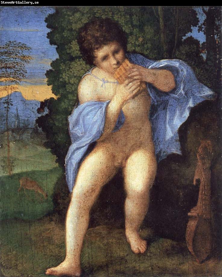 Palma Vecchio Young Faunus Playing the Syrinx